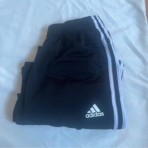 adidas Black Track Pants with White Stripes size small